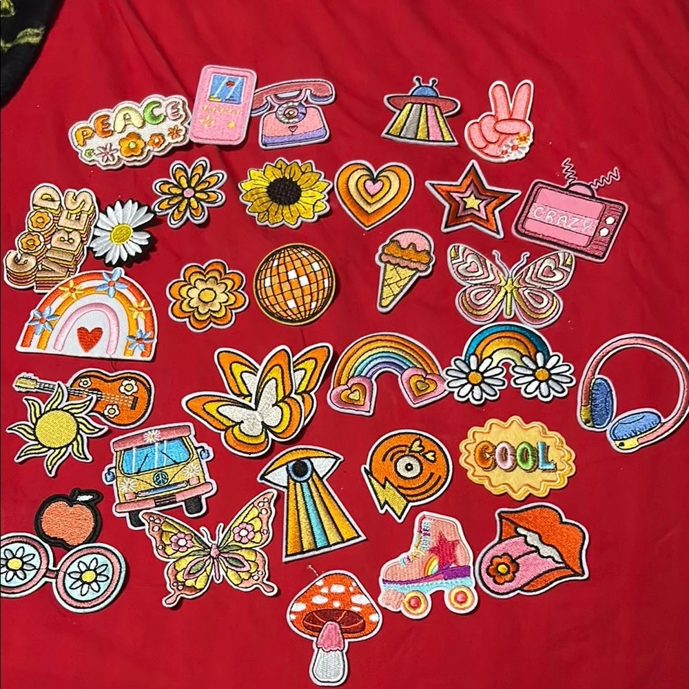 Colorful Iron-On Patches Set of 34